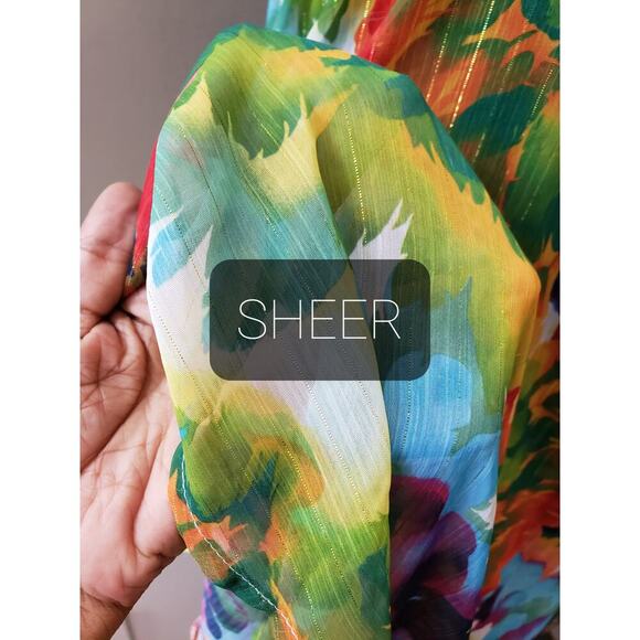 ABS Long Maxi Dress Womens Size Medium Multicolor Pleated Halter Neck Sleeveless - Picture 9 of 14